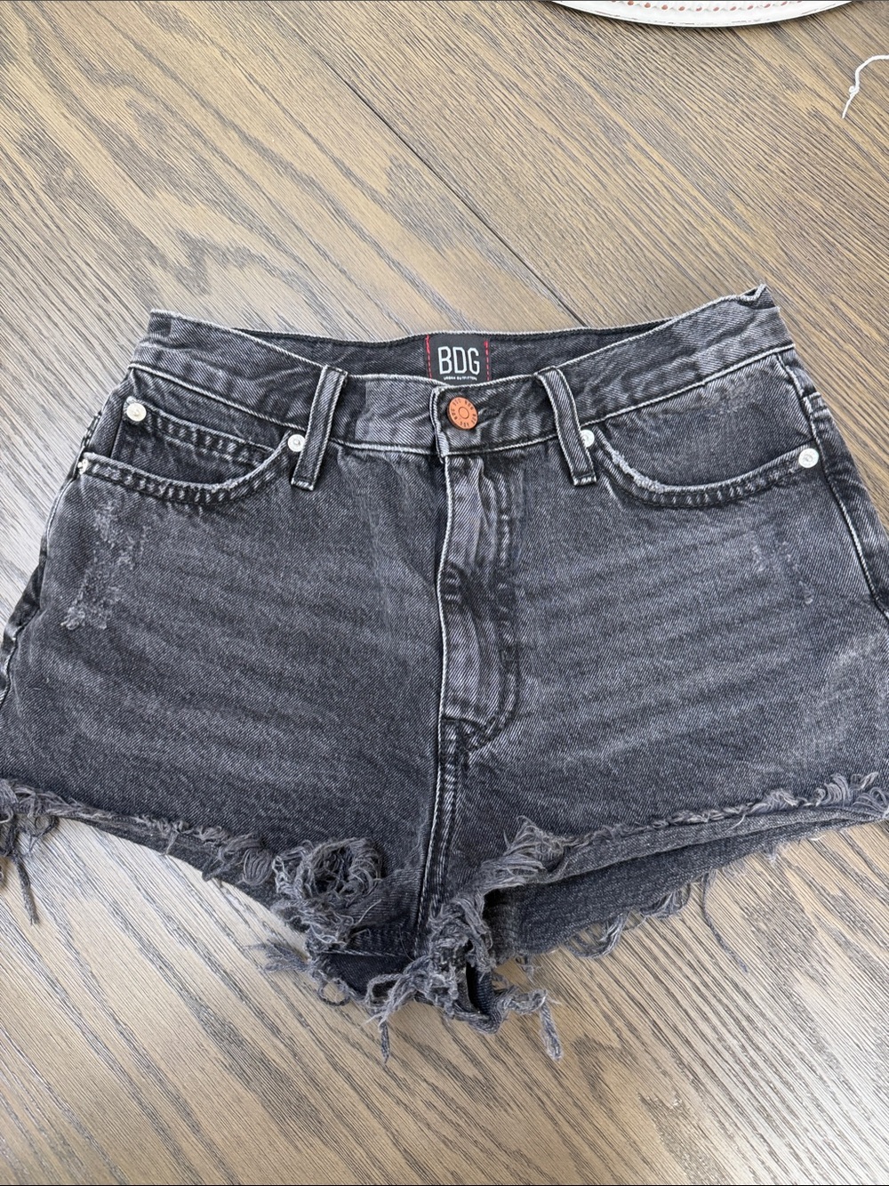 BDG Washed Black Distressed Denim Cutoff Shorts